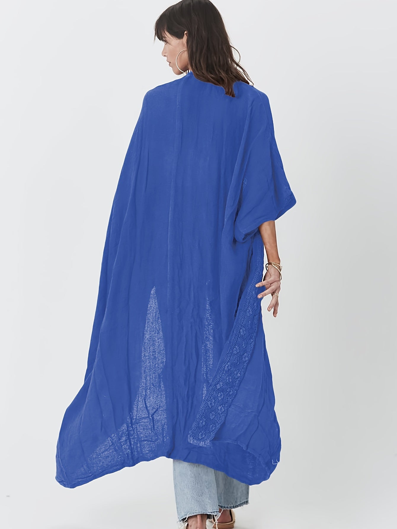 Women's Beach Cover Up Cardigan With Lace Sun Protection