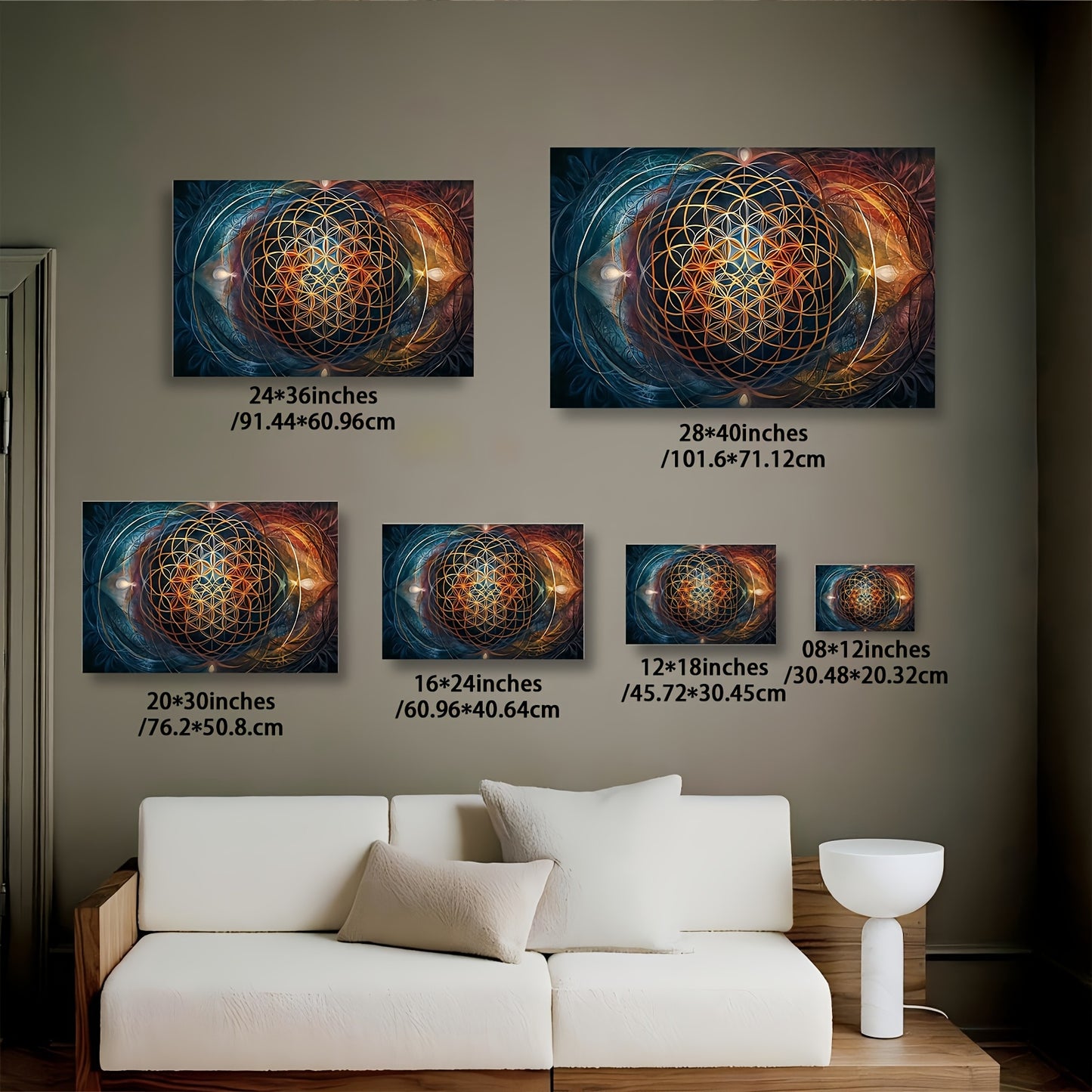 Sacred Geometry Wall Art Framed Canvas Wooden Wrapped Edge
