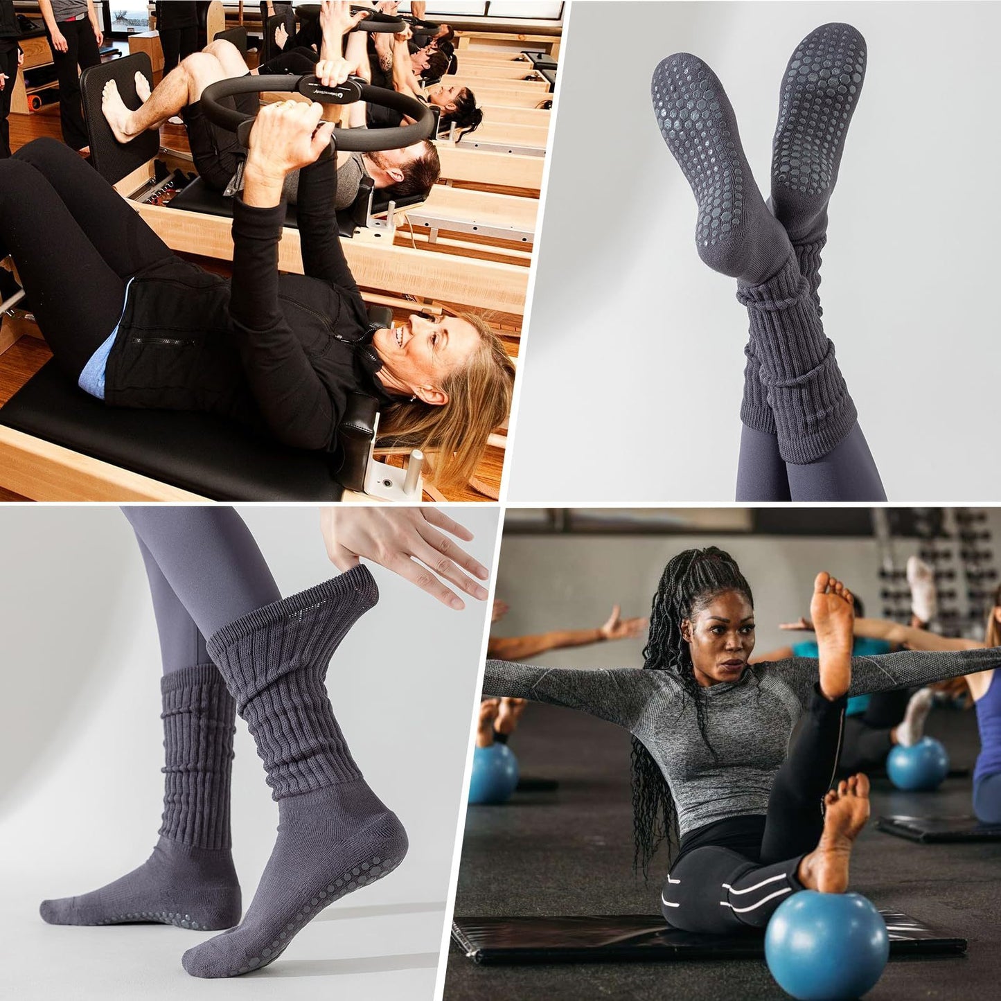 Blossom & Radiate Slouch Yoga Socks With Grips For Women