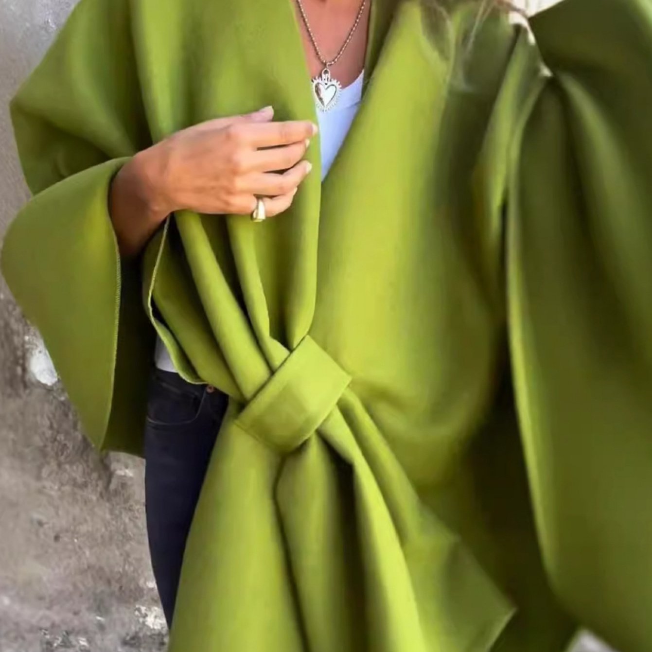 SCACTO Women Elegant Boho Cape Coat Soft Shawl Wrap