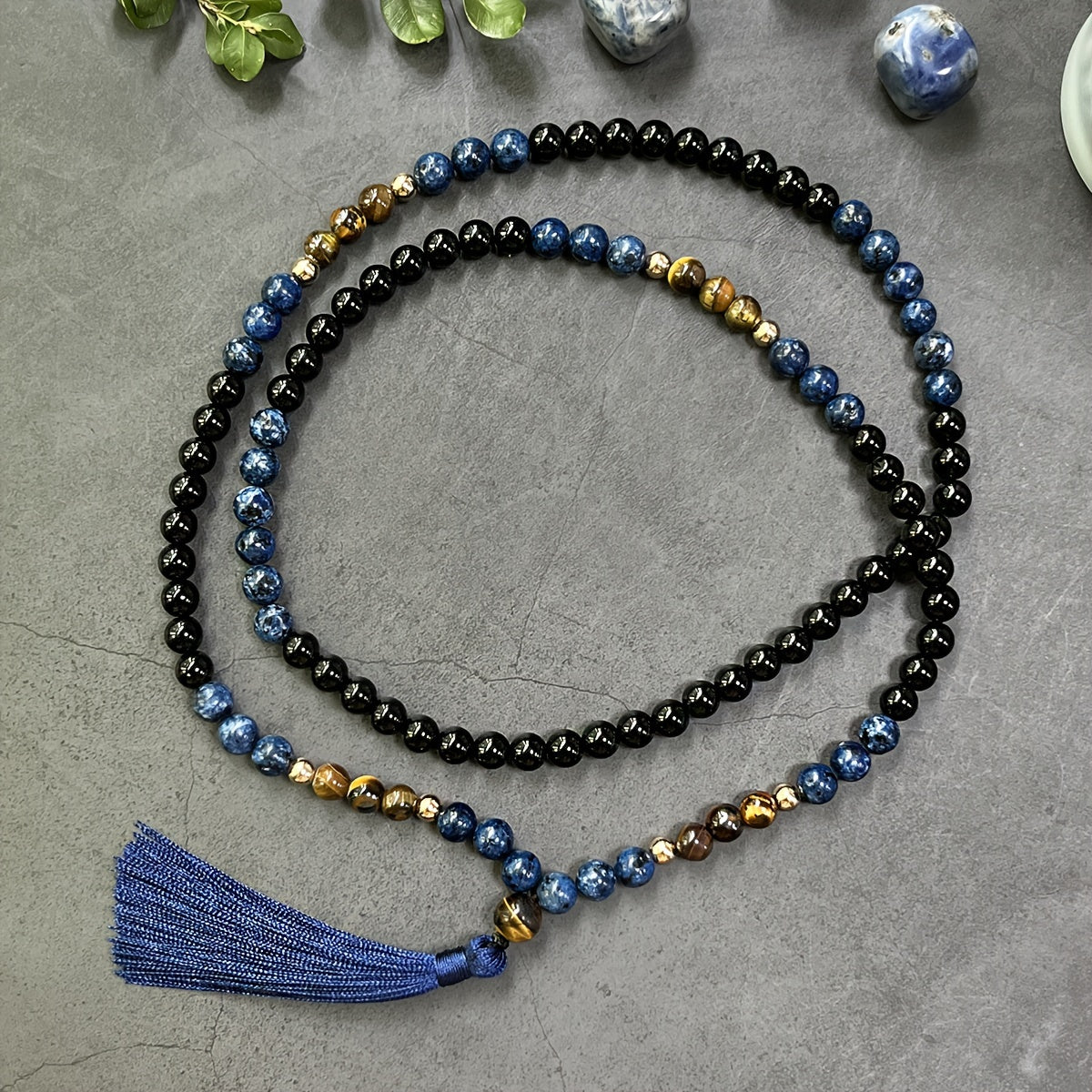 Blossom And Radiate Bohemian Tiger Eye Agate Mala Necklace