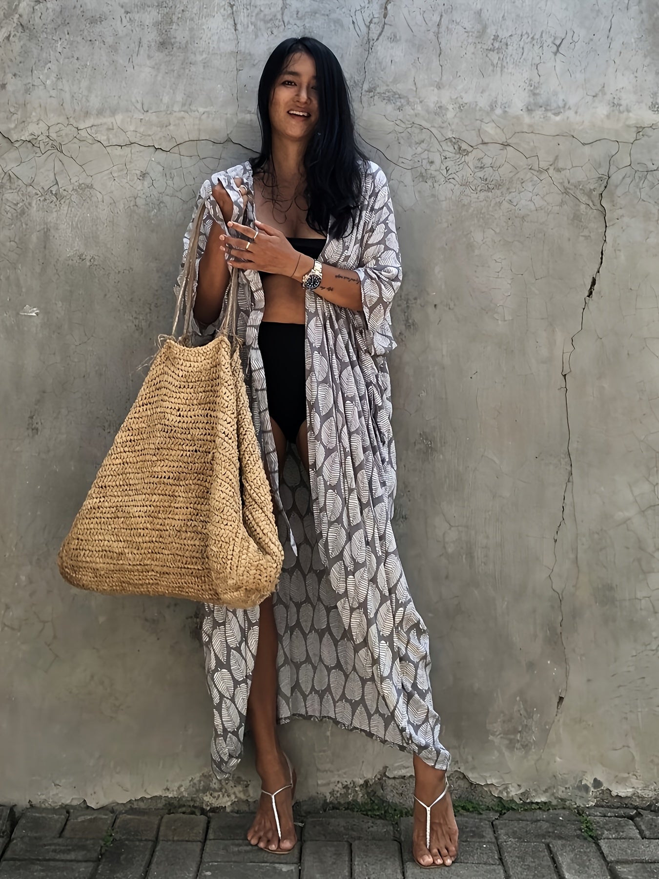 Boho Tie Dye Cardigan Beach Dress For Women Casual