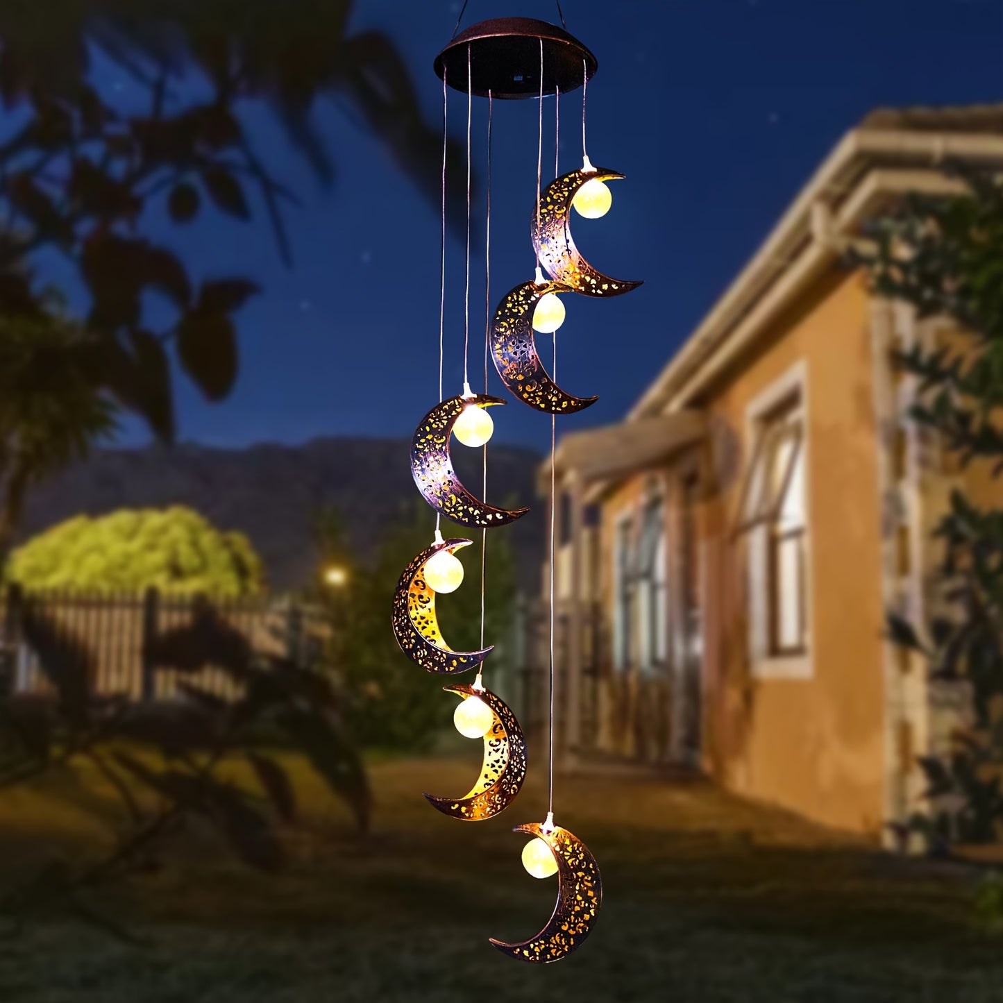 Tryme Solar Moon Wind Chimes Outdoor Lights For Garden