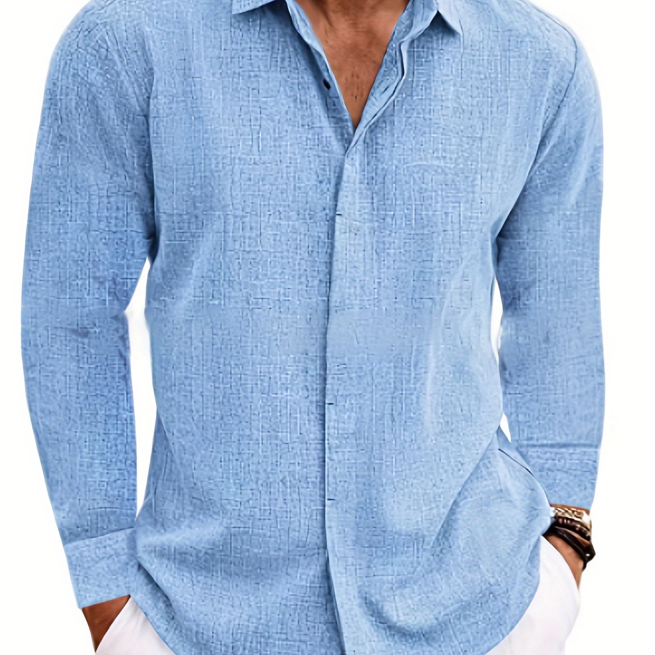 SCACTOCollar Linen-Blend Long Sleeve Shirt For Summer