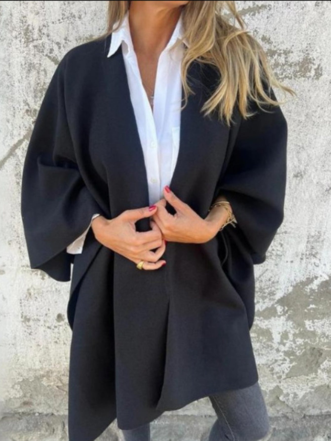SCACTO Women Elegant Boho Cape Coat Soft Shawl Wrap