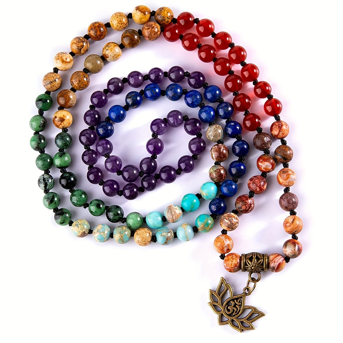 Blossom And Radiate Natural Stone Rosary Necklace Boho