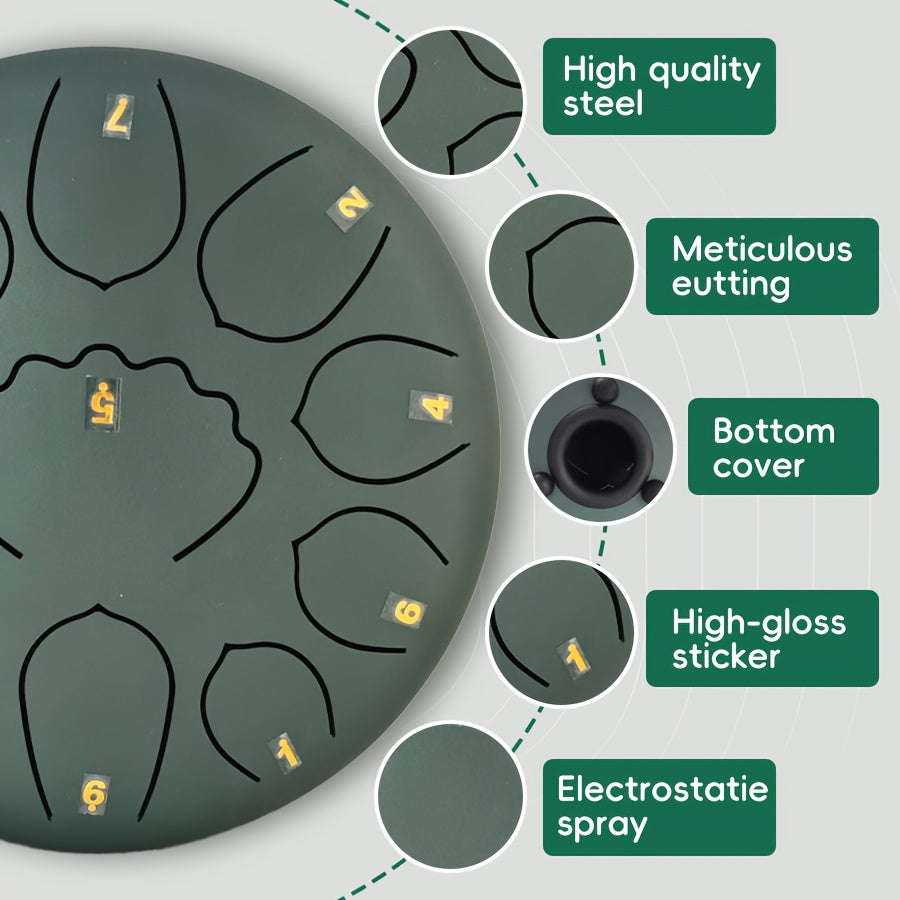 Rain Drum 11-Note Steel Tongue Drum For Yoga Meditation