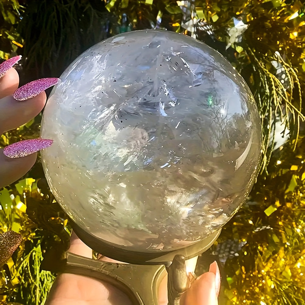 Clear Quartz Sphere With Inclusions For Home Decor And Gifts