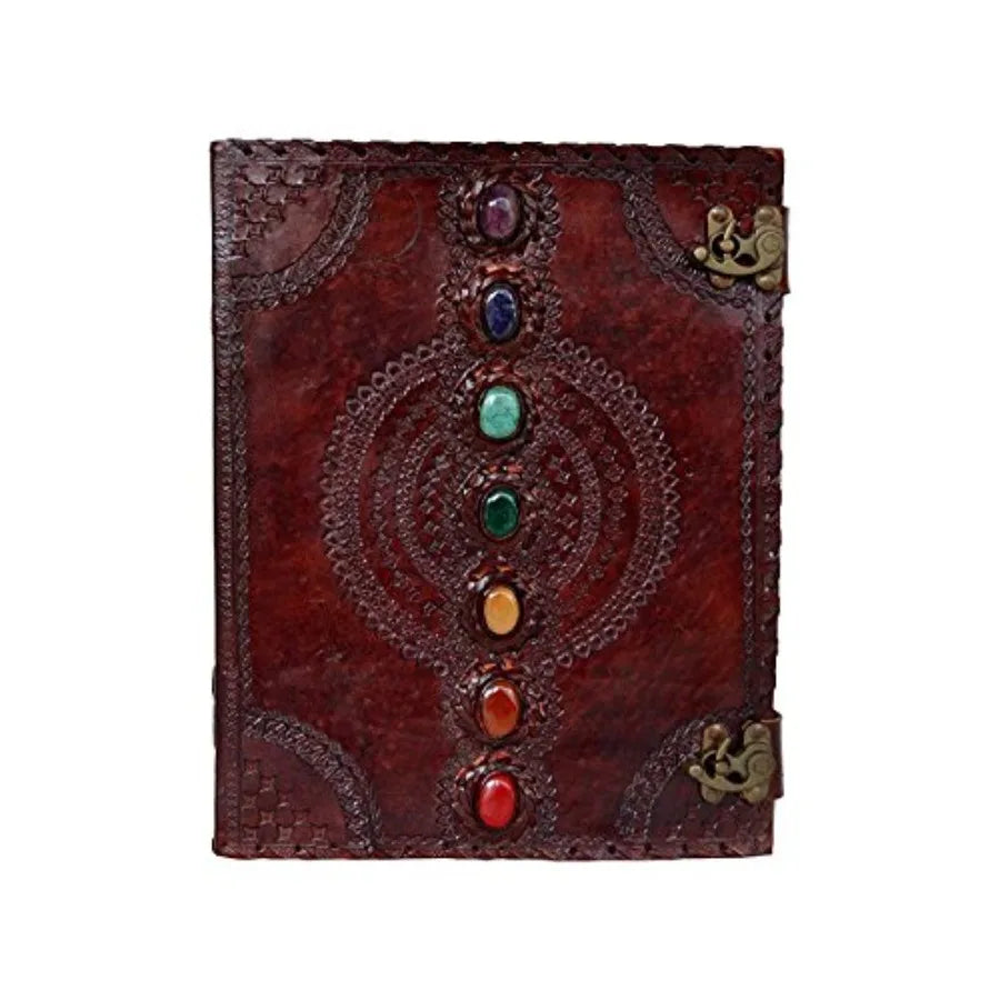 Seven Chakra Leather Journal Book Of Shadows Handmade Notebook