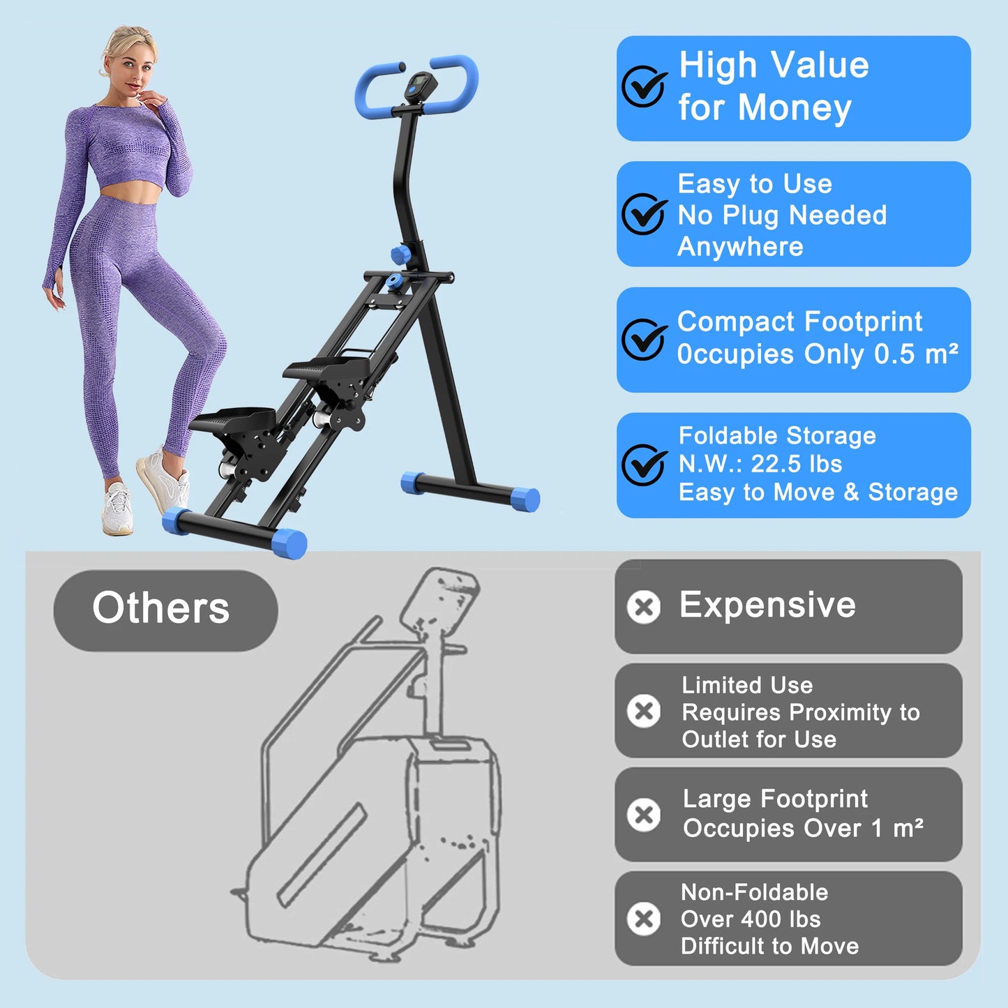 Stair Stepper Climber With Handlebar For Full Body Workout