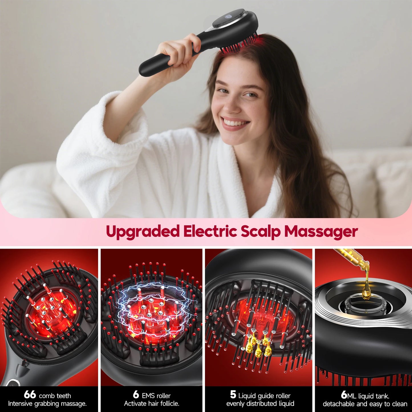 Light Therapy Handheld Comb for Scalp Care