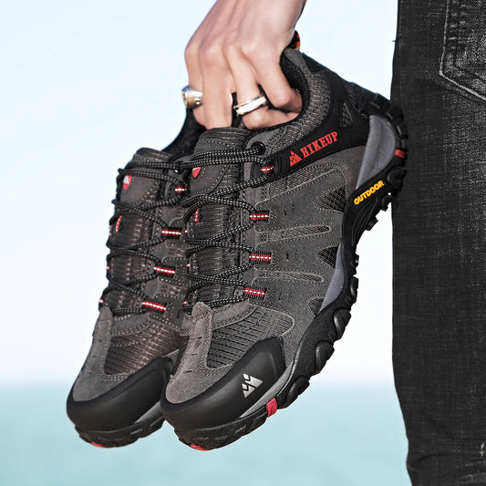 HIKEUP Men's Hiking Shoes Suede Leather Outdoor Trekking