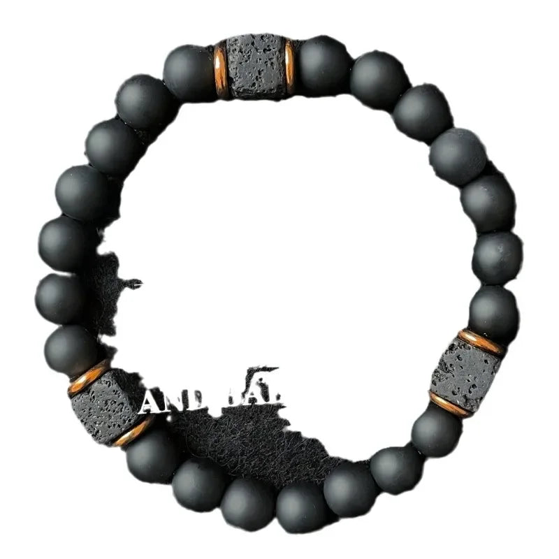 Men's Volcanic Stone Bracelet With Agate Magnetic Therapy