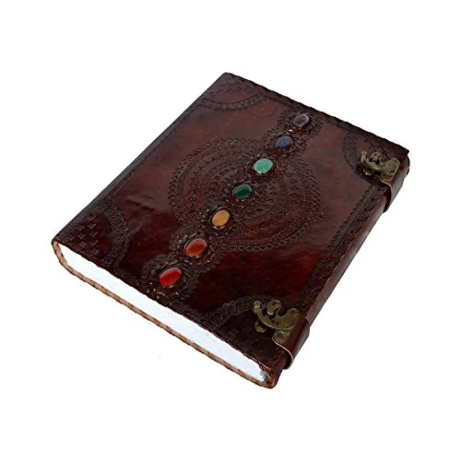 Seven Chakra Leather Journal Book Of Shadows Handmade Notebook