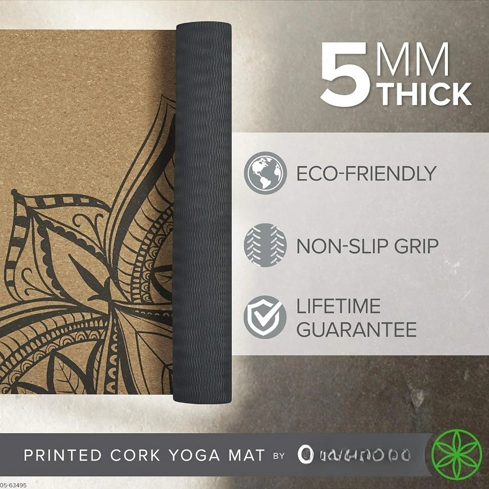 Natural Cork Yoga Mat Sweat Odor Resistant Non Slip TPE