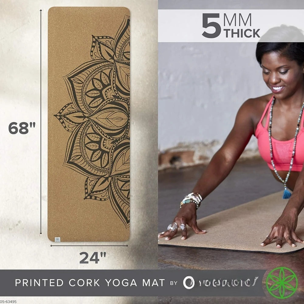 Natural Cork Yoga Mat Sweat Odor Resistant Non Slip TPE