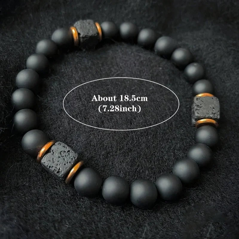 Men's Volcanic Stone Bracelet With Agate Magnetic Therapy