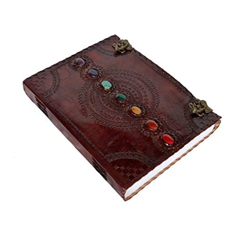 Seven Chakra Leather Journal Book Of Shadows Handmade Notebook