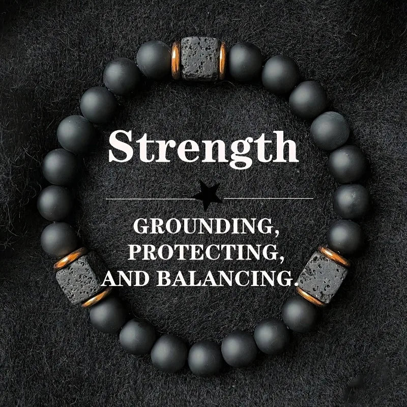 Men's Volcanic Stone Bracelet With Agate Magnetic Therapy