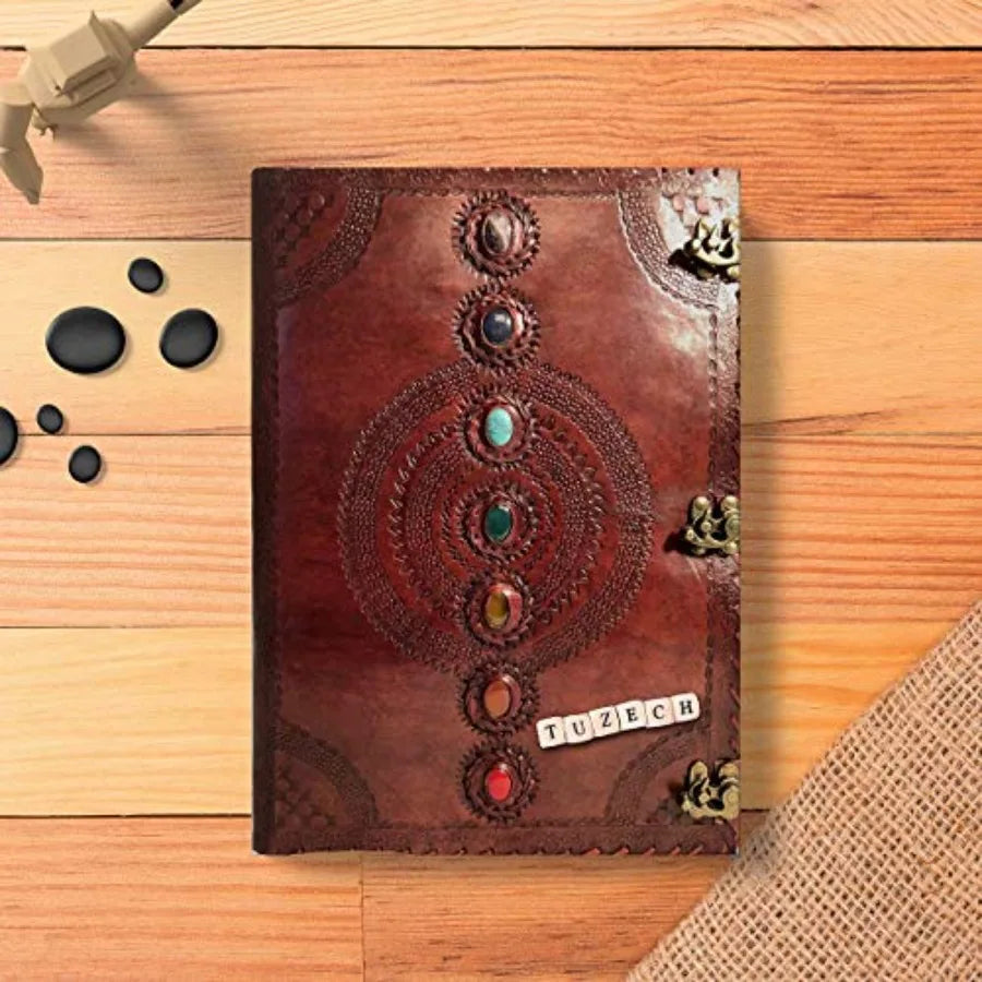 Seven Chakra Leather Journal Book Of Shadows Handmade Notebook