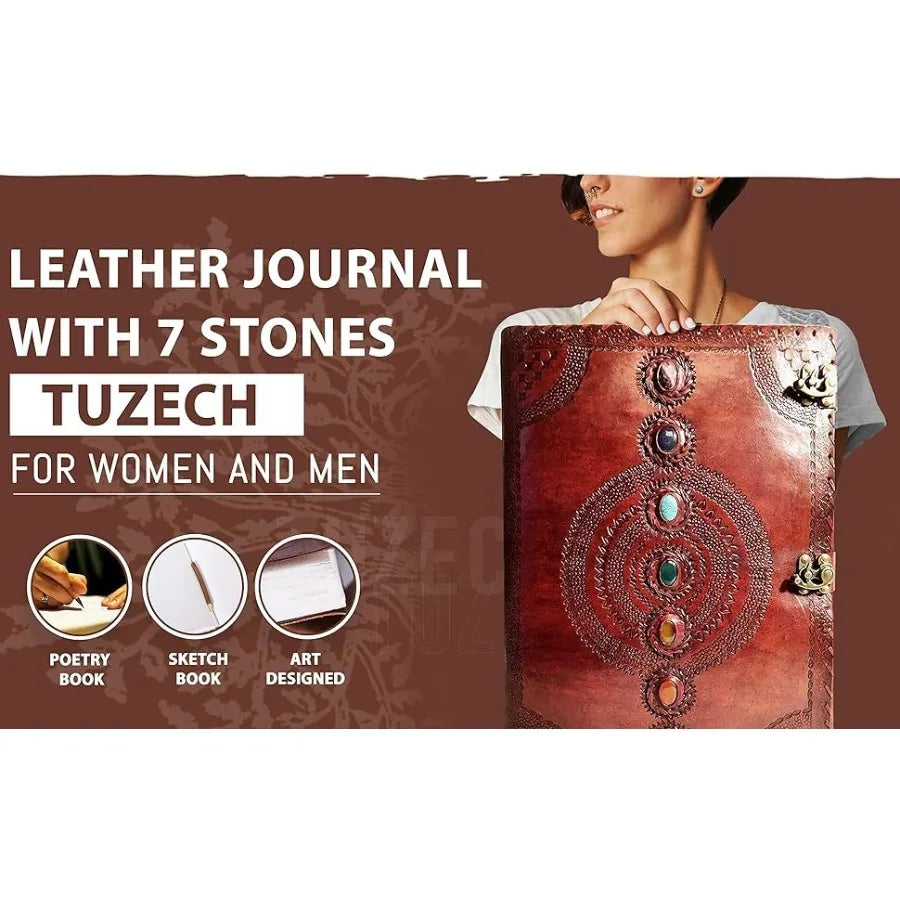 Seven Chakra Leather Journal Book Of Shadows Handmade Notebook