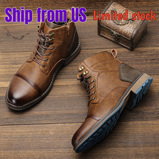 Hecrafted Mens Retro Leather Boots Modern Comfort Everyday