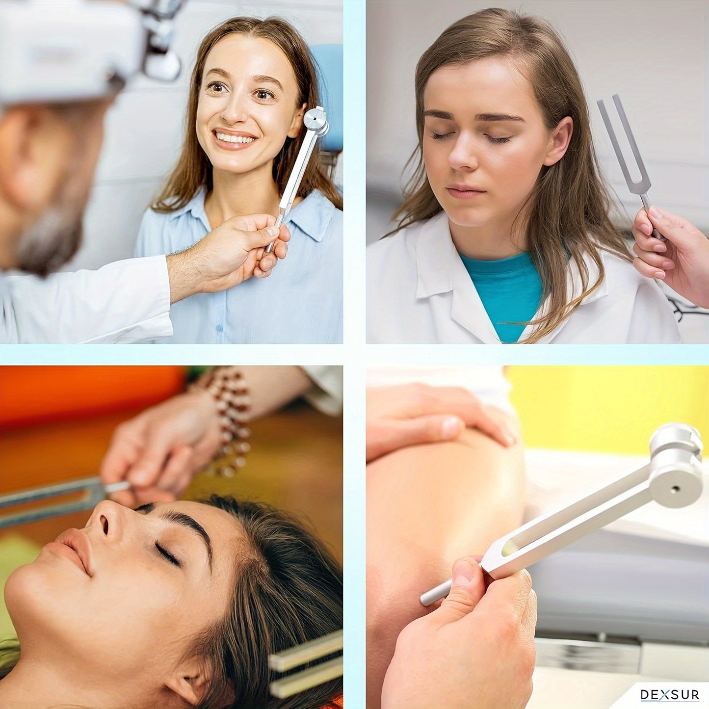 Aluminum Alloy Tuning Fork Set 128Hz 256Hz 512Hz Velvet Bag