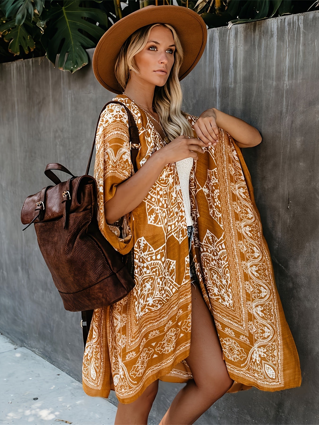 Boho Tribal Print Beach Cover Up Kimono Cardigan For Women