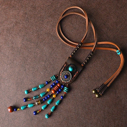 Blossom and Radiate Bohemian Beaded Necklace with Tassel