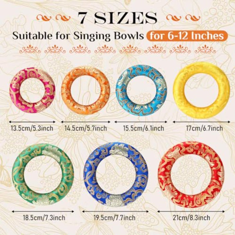 Barydat 7pcs Singing Bowl Cushion Set O Ring Cushion Pillow Pad for 612 Inch Tibetan Crystal Sound Bowl7 Sizes, Meditation Cushion, Sound Bowl Accessories, O Ring Gaskets, Singing Bowl Meditation Set, Crystal Singing Bowl Set