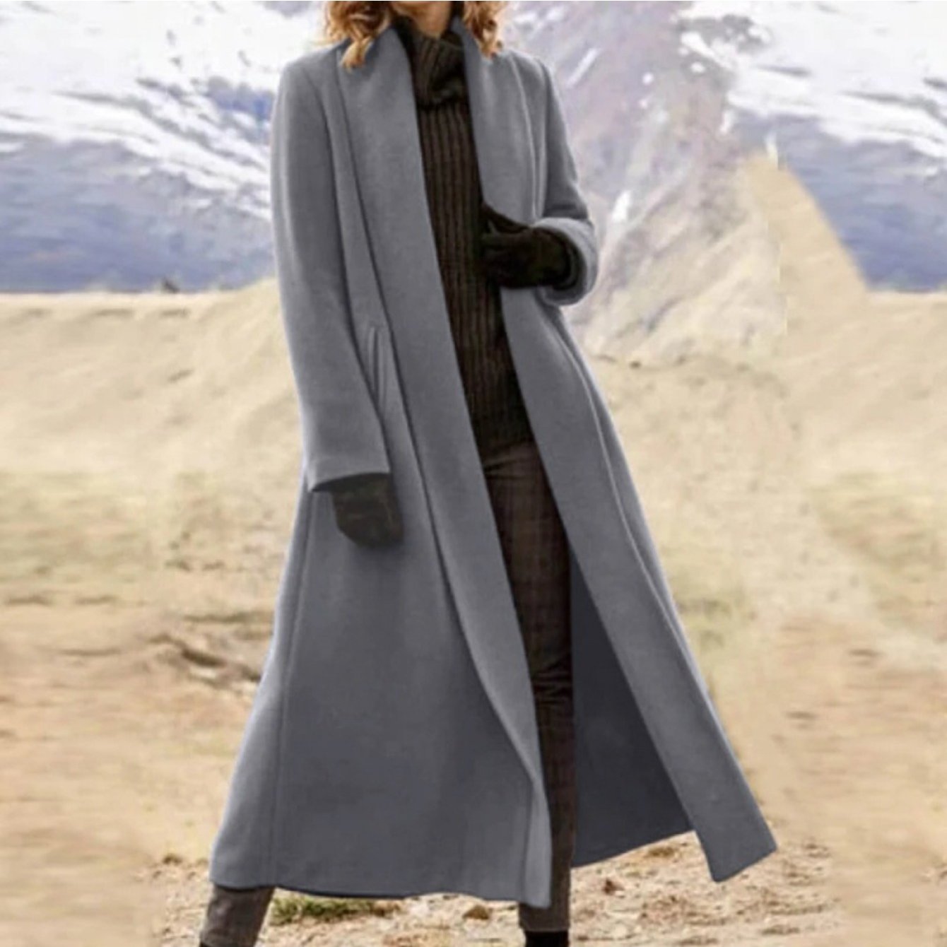 Women Extra Long Trench Coat Oversized Winter Outerwear