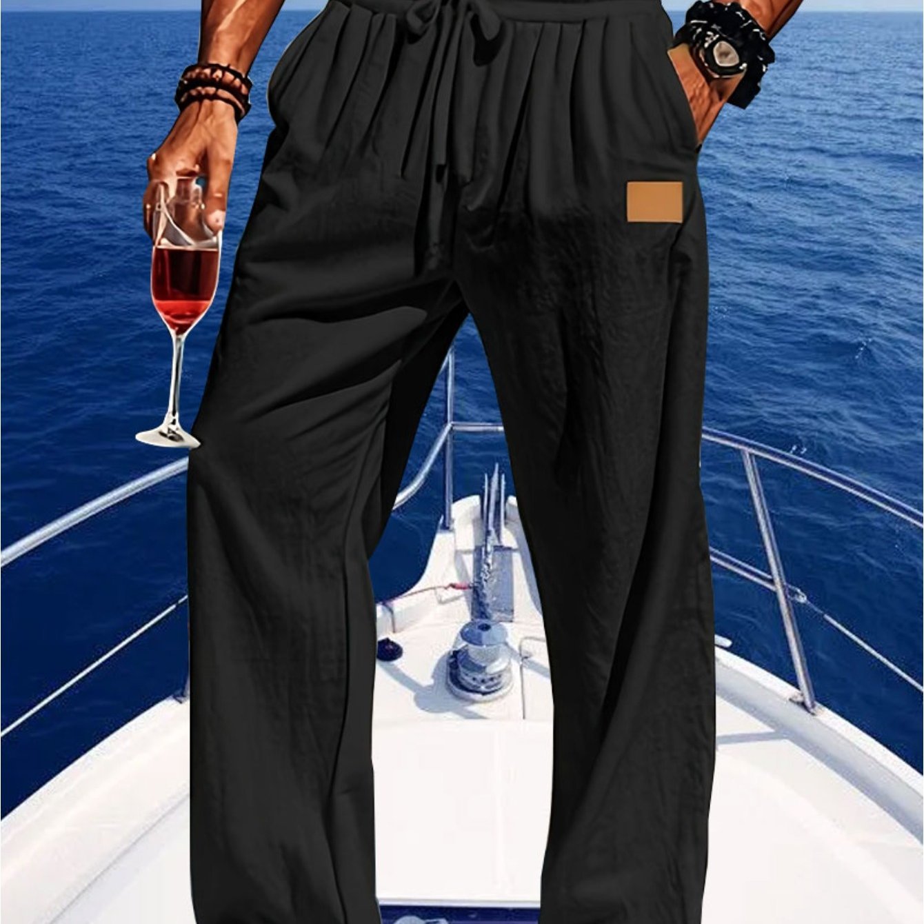 Men's Lightweight Cotton Beach Pants With Zippered Waistband