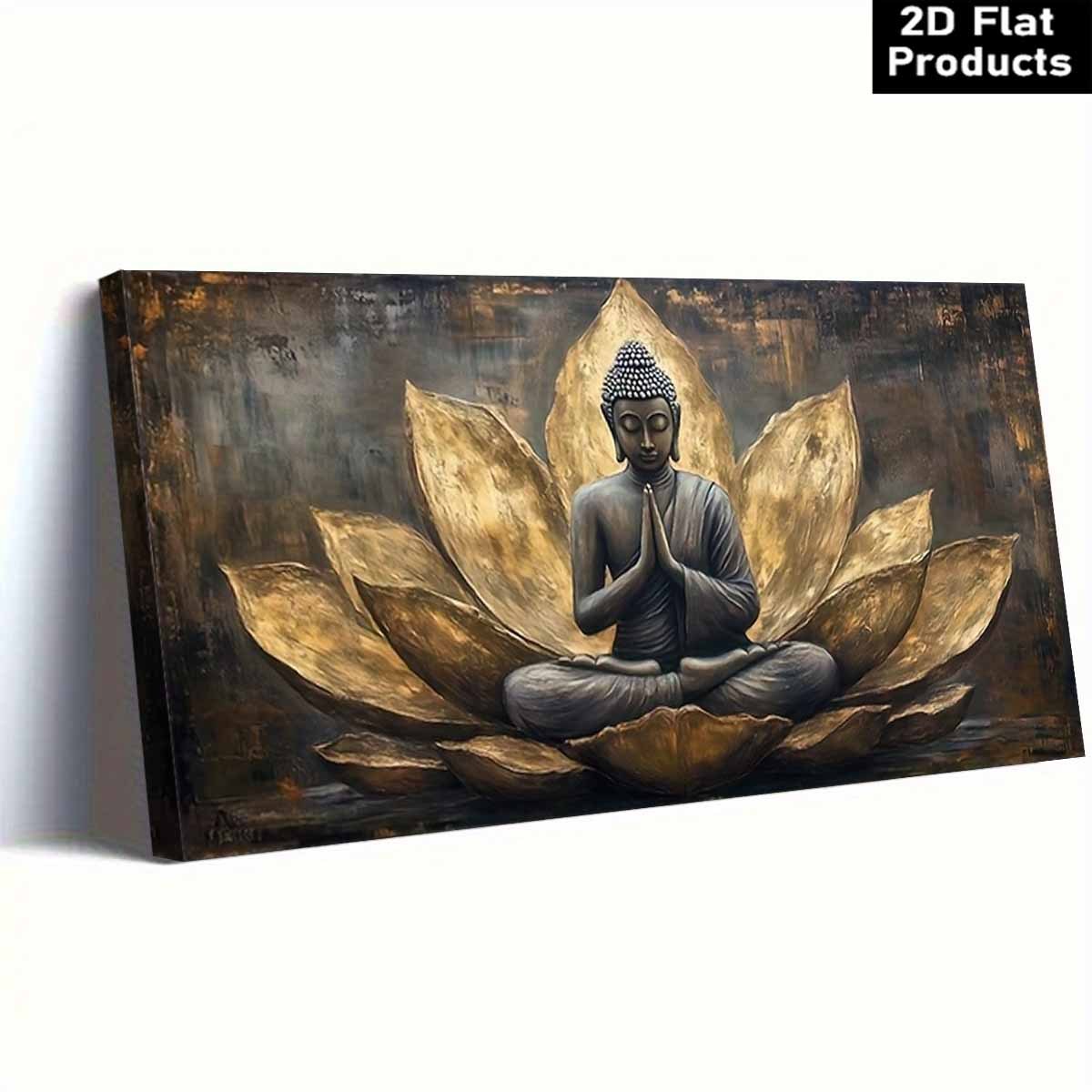 Buddha Meditation Canvas Wall Art Ready To Hang Wood Frame