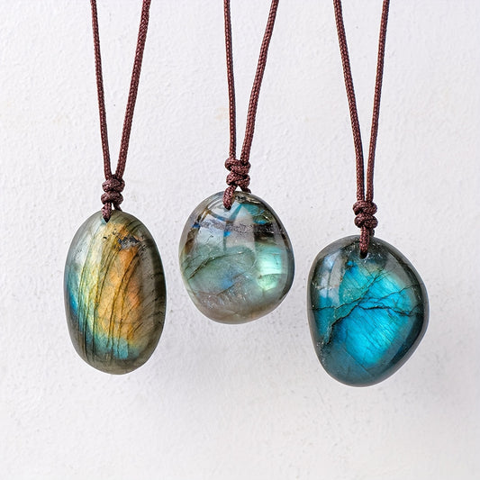 Blossom Radiate Labradorite Pendant Necklace Boho Style