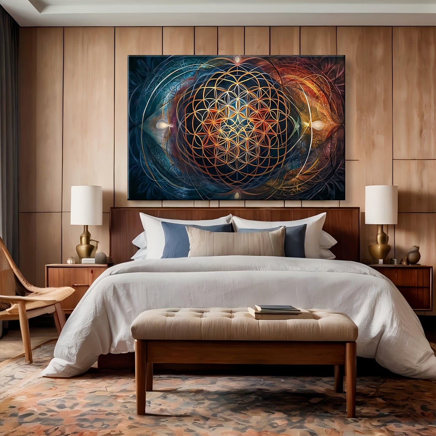 Sacred Geometry Wall Art Framed Canvas Wooden Wrapped Edge