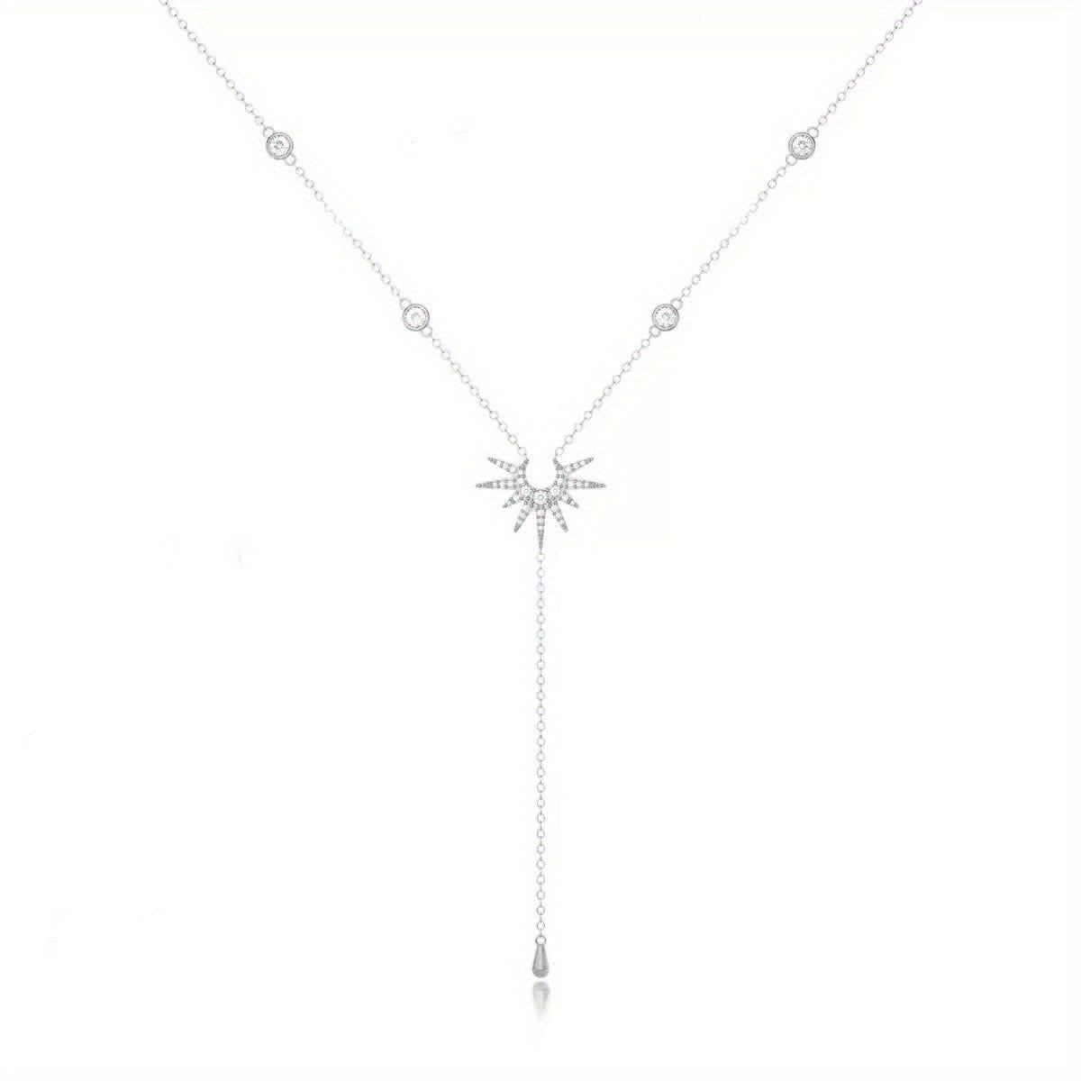 Blossom Radiate Boho Y Shaped Tassel Necklace Rhinestones