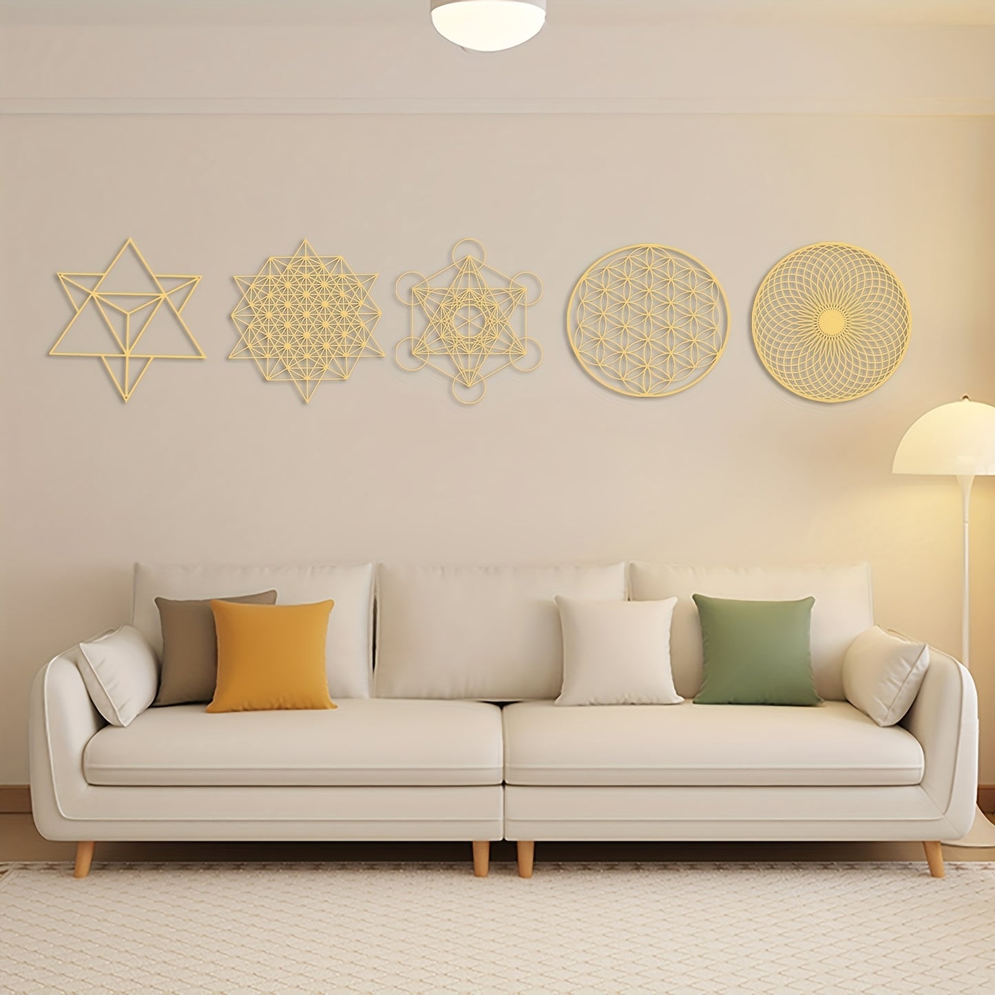 MORESEC Sacred Geometry Metatron Cube Wood Wall Art Set