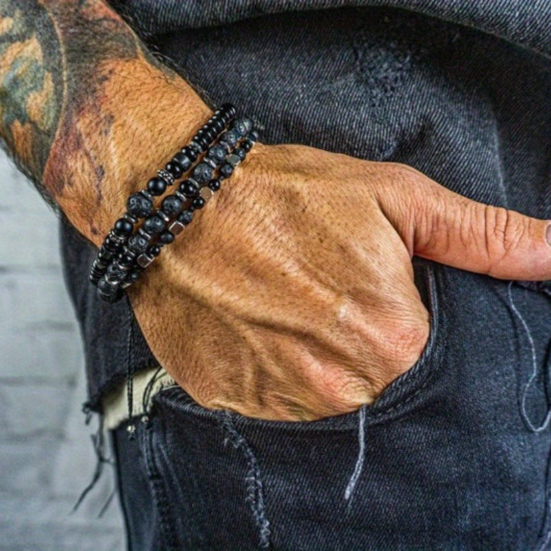 Simple Men Stackable Waterproof Bracelet Set Series