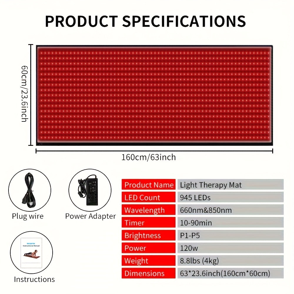 Blossom And Radiate 660nm Red 850nm NIR Light Therapy Mat