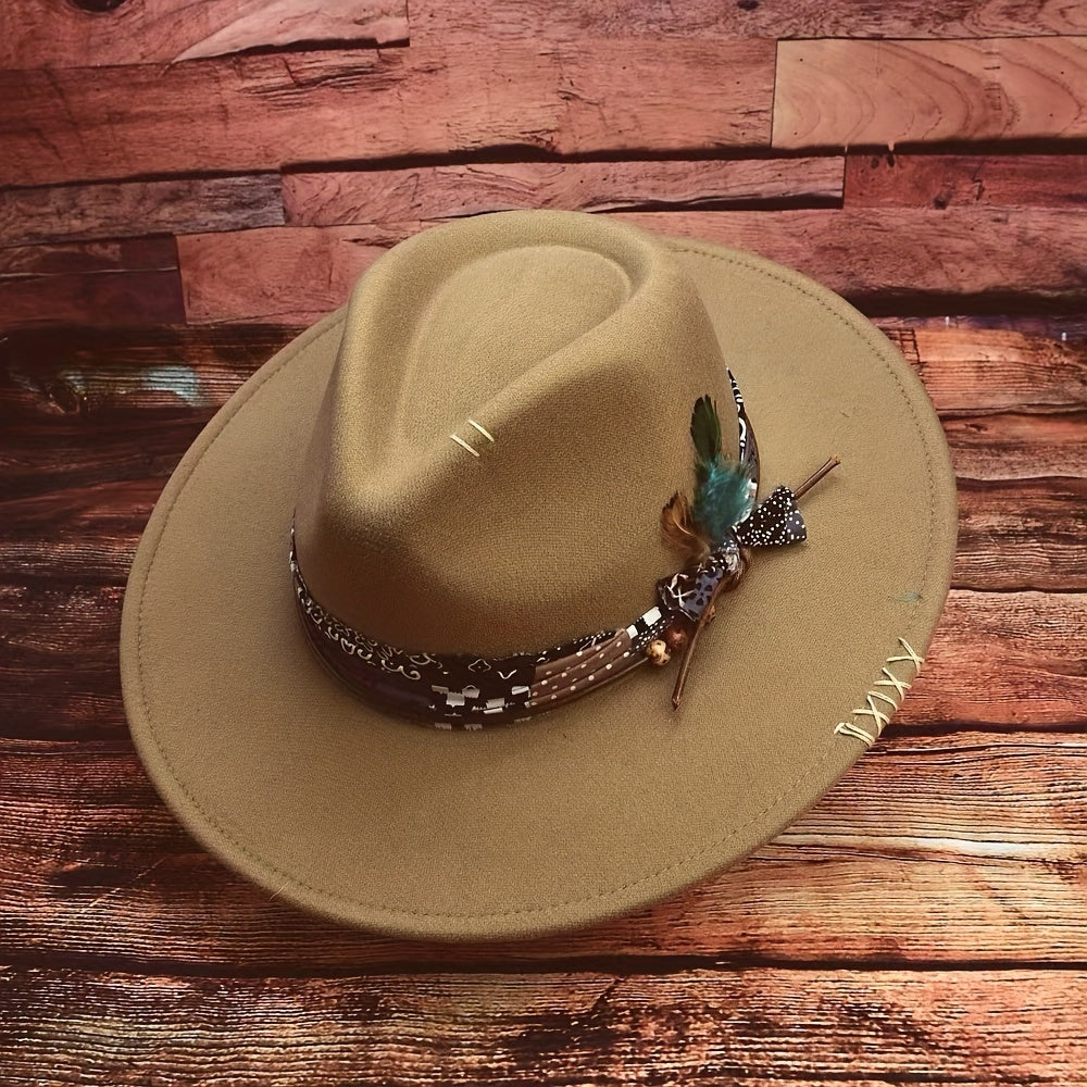 Bohemian Style Bow Feather Hat Accessory For Men And Women