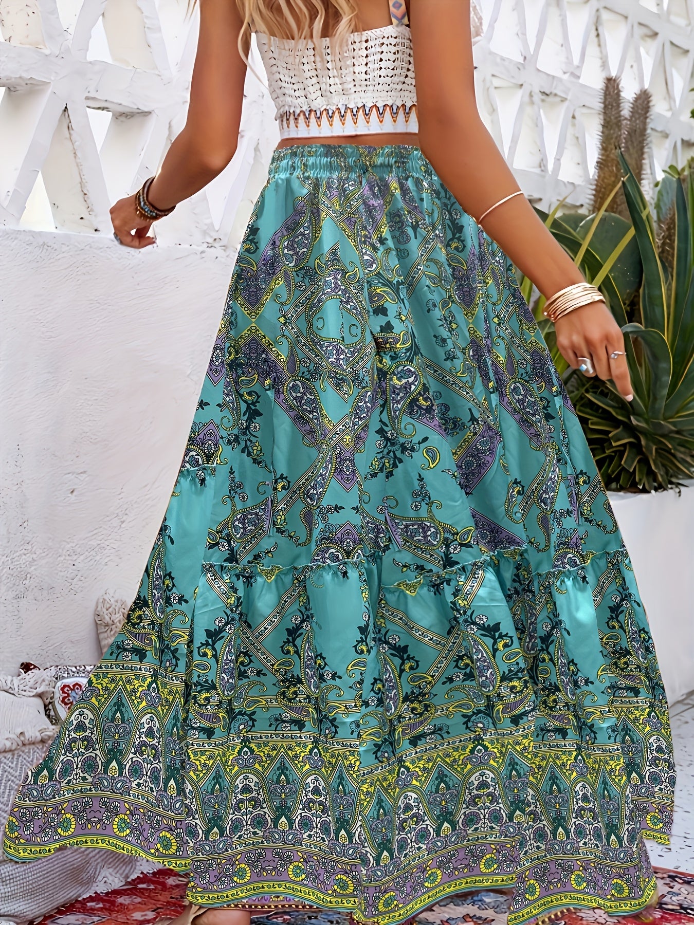 Blossom And Radiate Paisley Print High Waist Skirt Boho