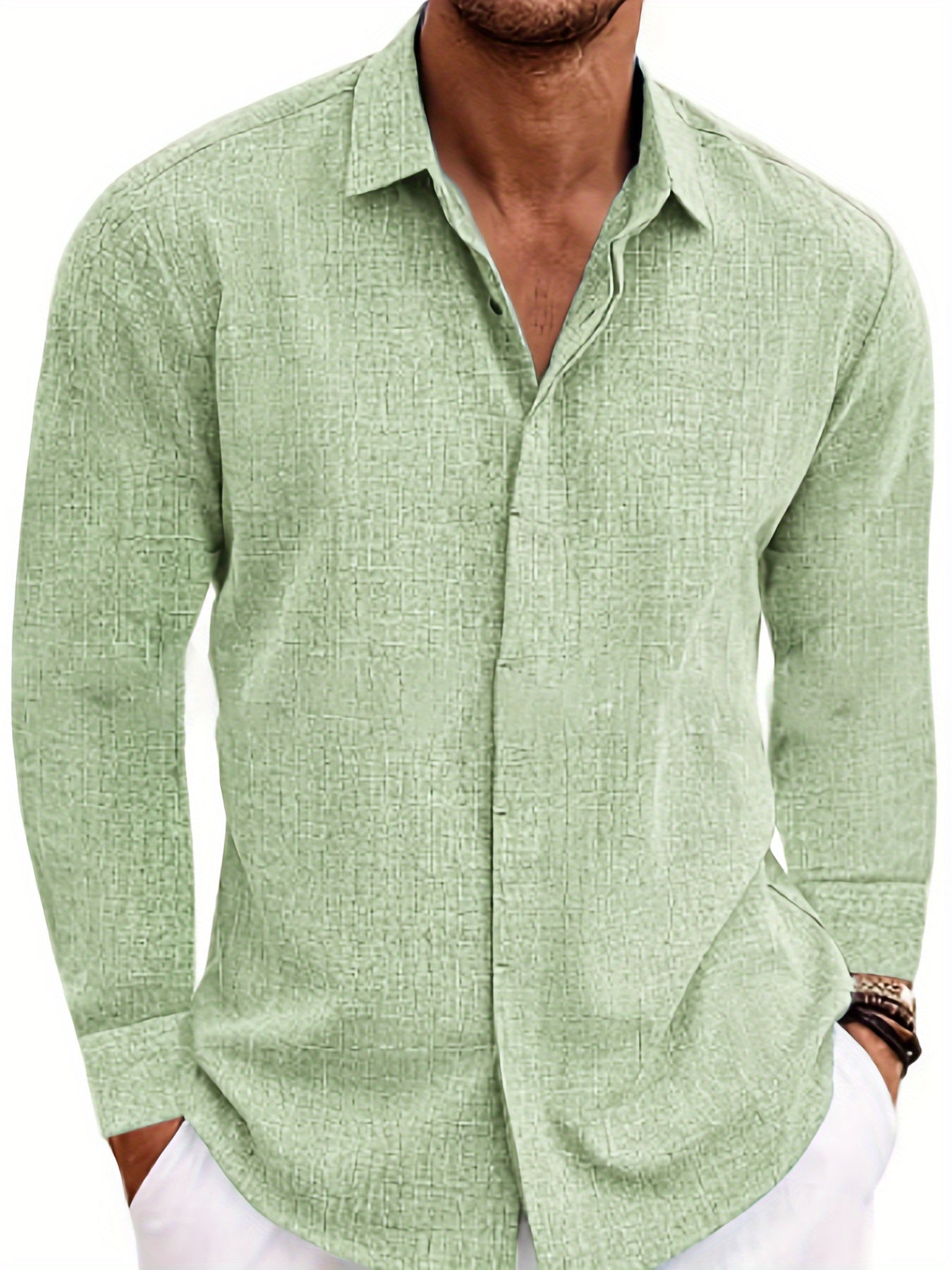 SCACTOCollar Linen-Blend Long Sleeve Shirt For Summer