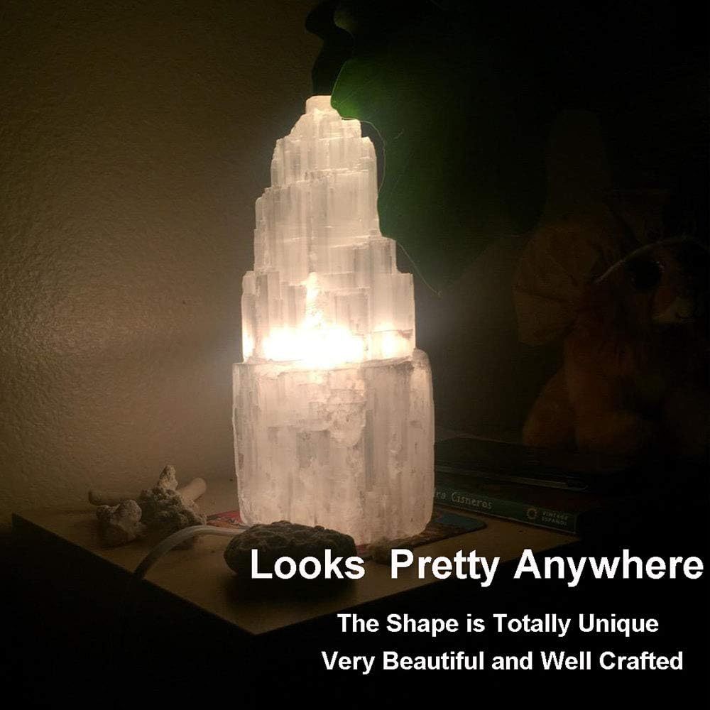 Moroccan Selenite Stone Glow Lamp Handcrafted For Home Decor