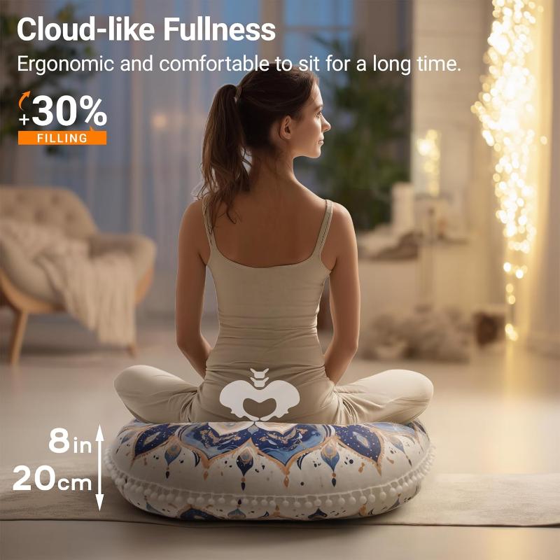 Round Meditation Cushion With Removable Washable Cover For Adults