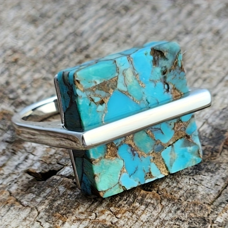 Blossom and Radiate Vintage Cube Ring Copper Band Artisan