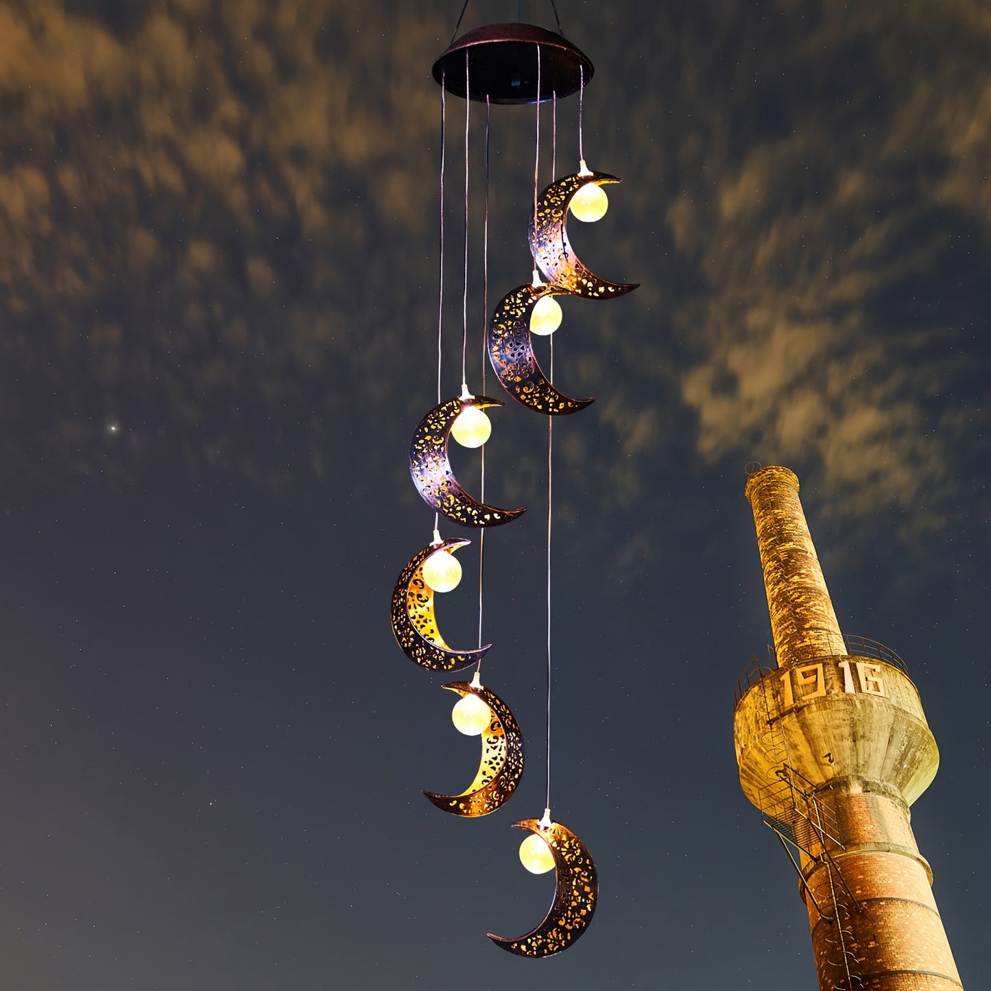 Tryme Solar Moon Wind Chimes Outdoor Lights For Garden