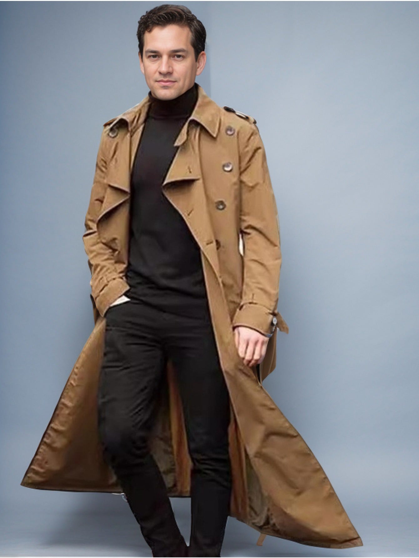 Blossom And Radiate Men Trench Coat Button Front Closure