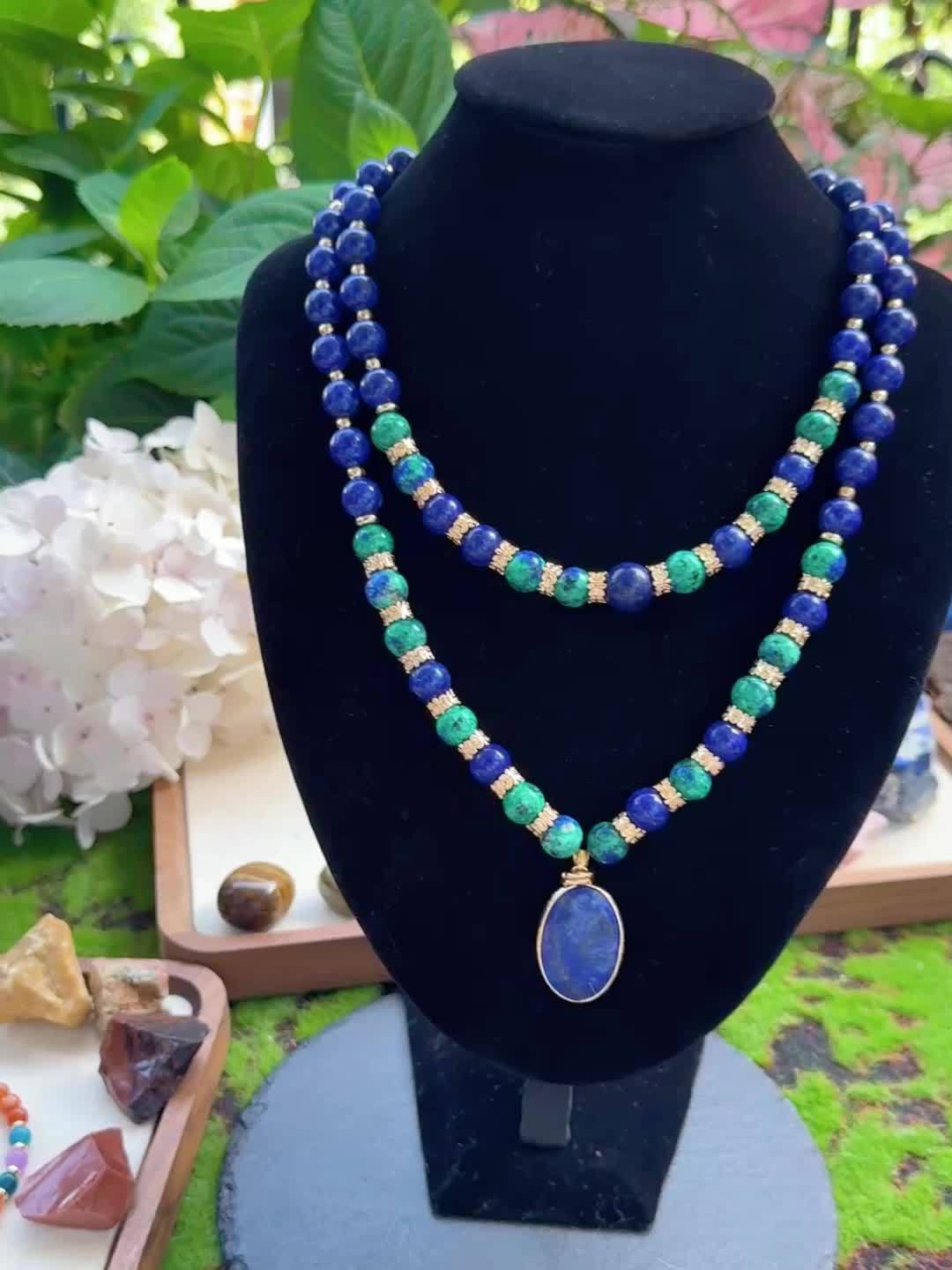 Blossom And Radiate Lapis Lazuli Double Layer Necklace Stone