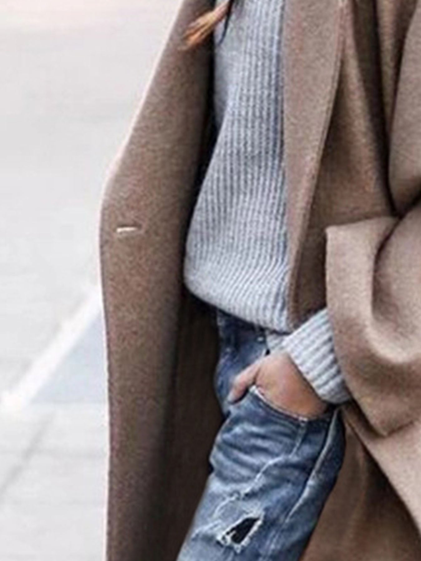 Womens Oversized Long Coat Pockets Elegant Winter Trench