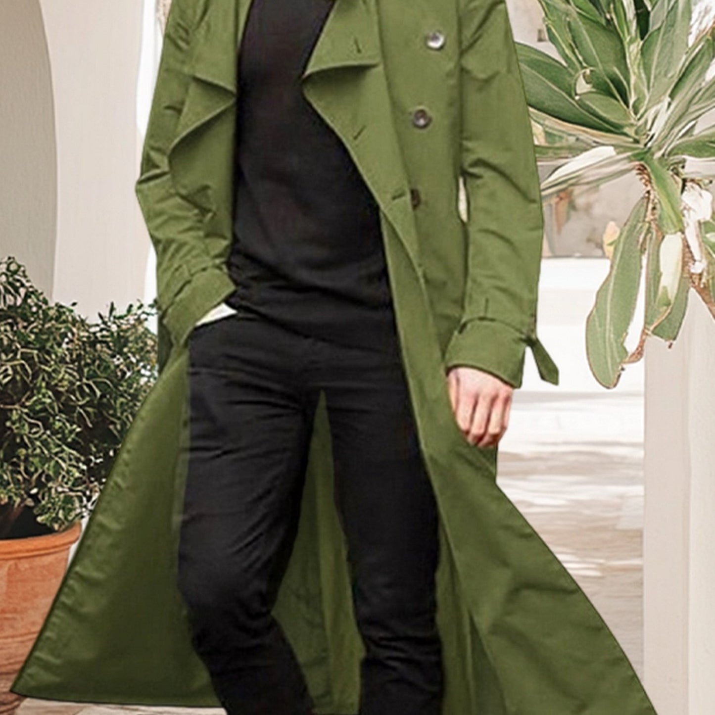 Mens Winter Overcoat Lapel Tailored Fit For Formal Wear